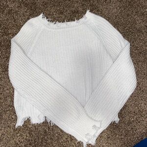 White Long Sleeve Crop Top.